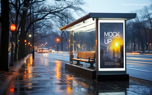 PSD bus stop billboard sing mockup