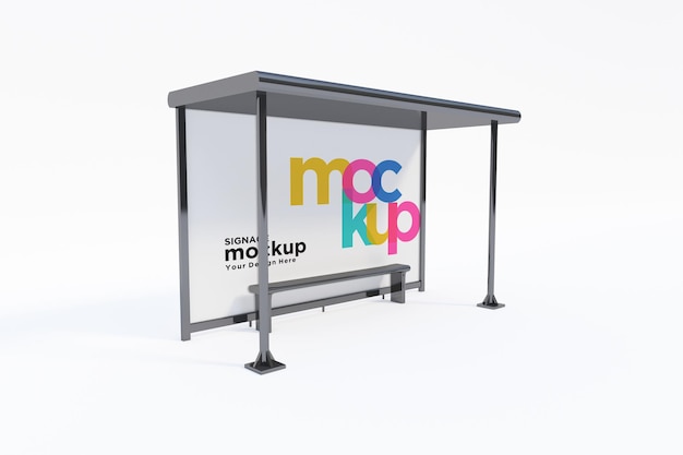 Bus stop bus shelter mockup with white background