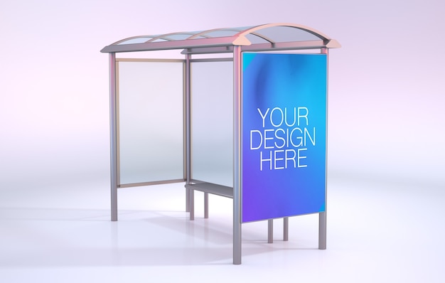 Bus stop mockup isolated