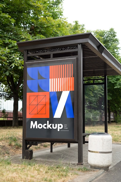 Bus stop mockup in nature