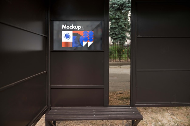 PSD bus stop mockup with bench