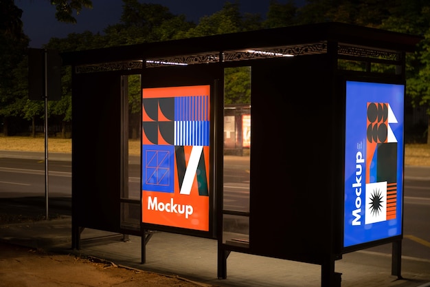 Bus stop outdoors mockup