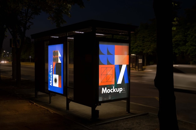 Bus stop outside mockup