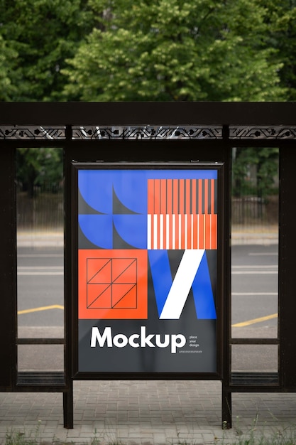 Bus stop outside mockup