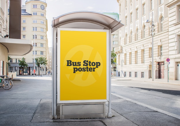 PSD bus stop poster mockup