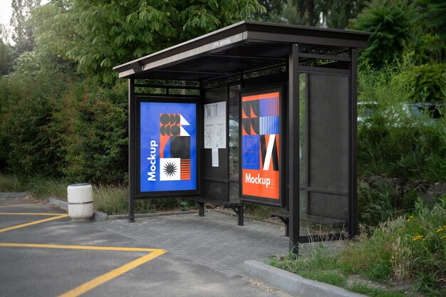 Bus stop sign mockup