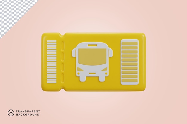 PSD bus ticket icon 3d rendering illustration