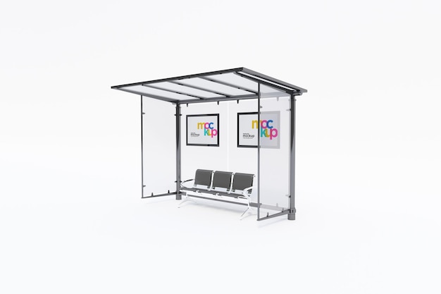 Bushalte Bus Shelter Mockup met witte achtergrond