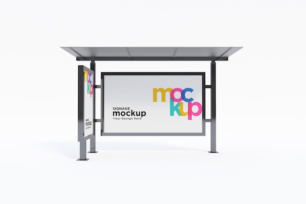 Bushalte Bus Shelter Mockup met witte achtergrond