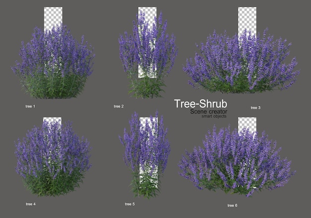 PSD bushes and flowers of various types and shapes