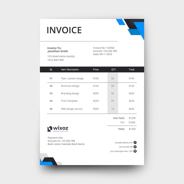 PSD business abstract invoice template