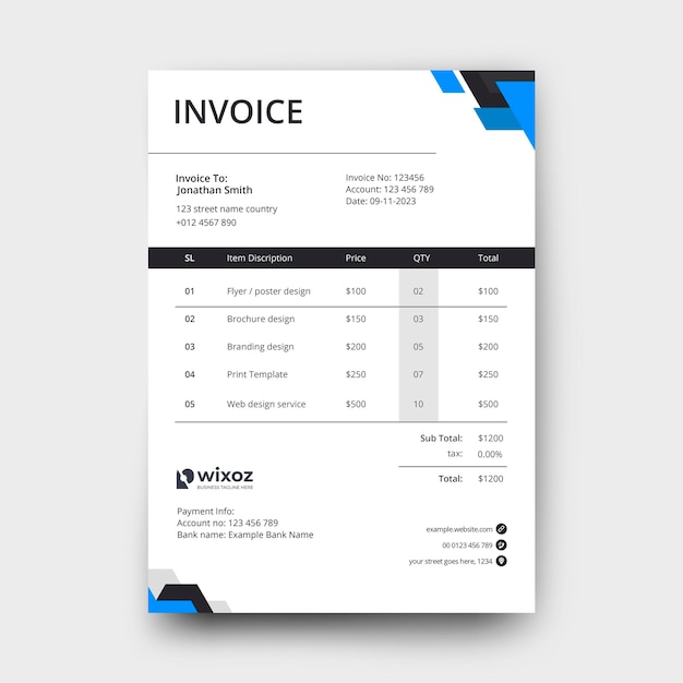 Modello di fattura astratto aziendale