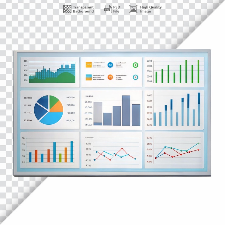 PSD business analytics dashboard with various charts and graphs