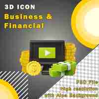 PSD business and finance illustration monetize 3d illustration