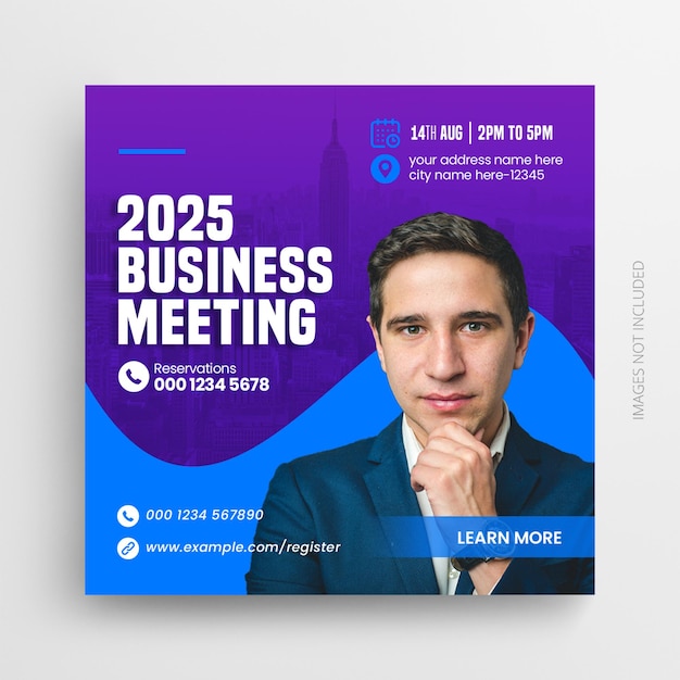 PSD business annual summit conference social media post and web banner template