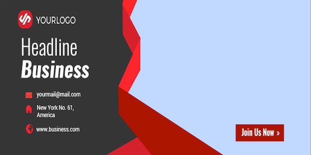Business Banner Design met Headline Logo en Contactgegevens