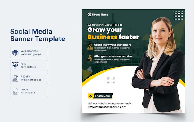 PSD ソーシャルメディアのビジネスバナーテンプレート