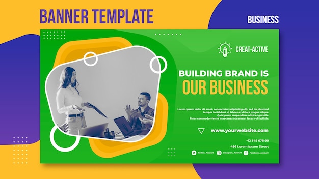 Business banner template with photo