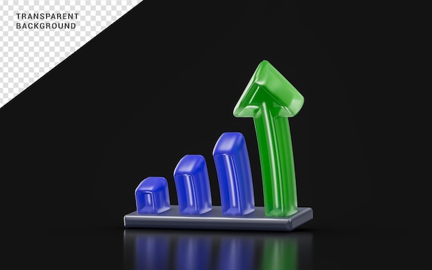 business bar chart sign glass morphism on dark background 3d render concept for marketing report