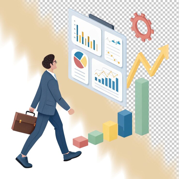 PSD business benchmarking vector illustration