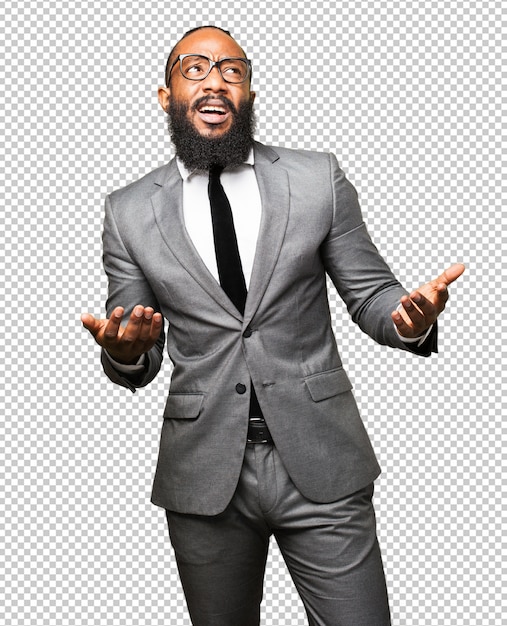 PSD business black man doubting gesture