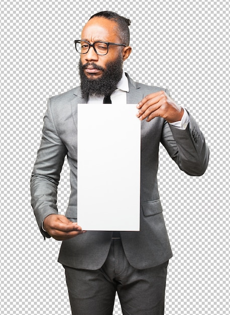 Business black man holding a banner