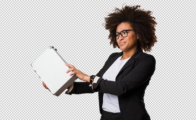 PSD business black woman holding a briefcase