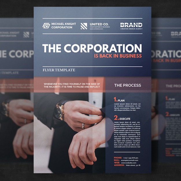 Business brochure mockup with hands