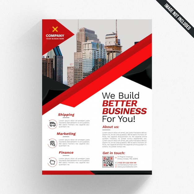 PSD business brochure mockup with red elements