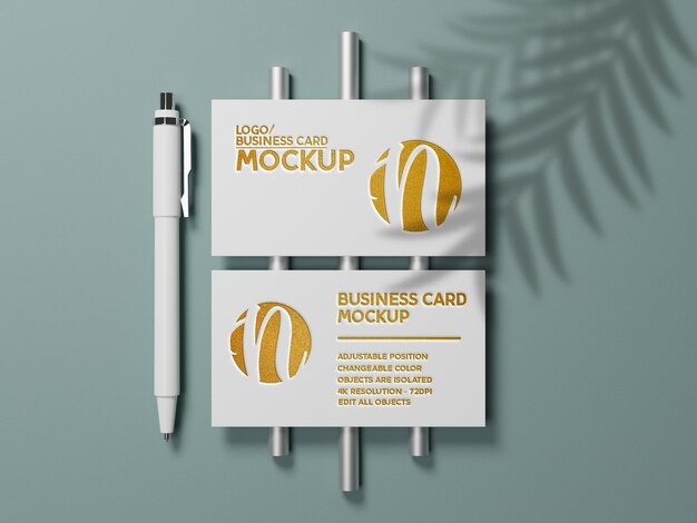 PSD Визитная карточка и макет логотипа с серебряной и золотой текстурой
