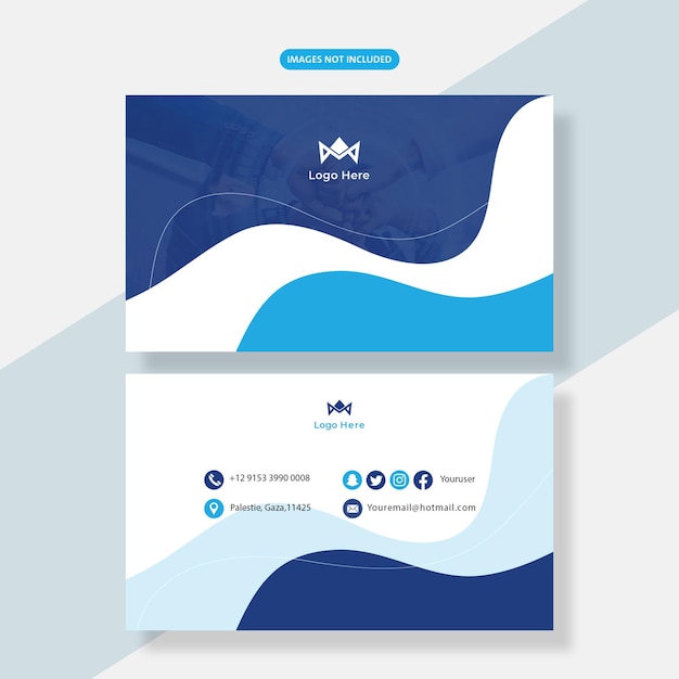 Business card in blue color