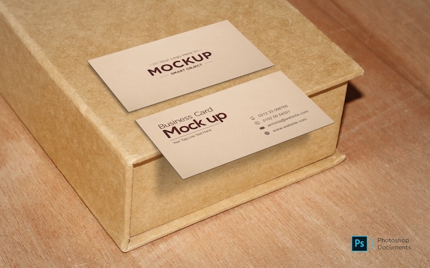 Business card on box mockup design template