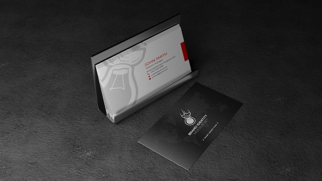 Business Card in Card holde Mockup