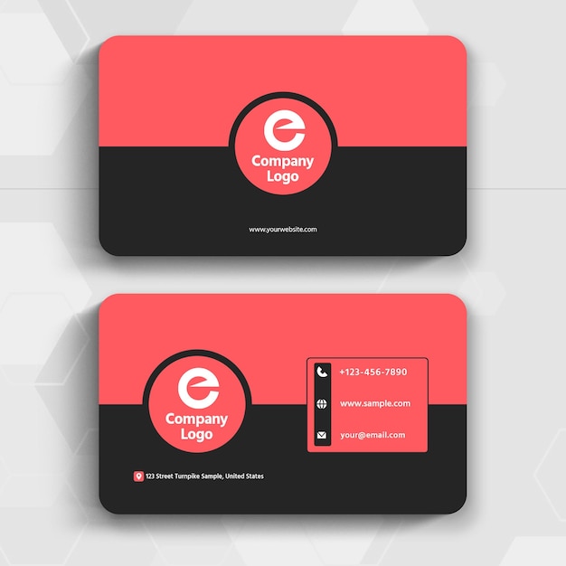 PSD business card for company logo with a red and black background.