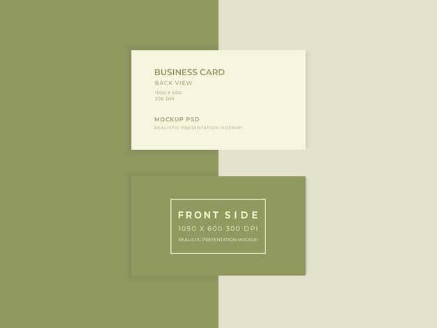 PSD business card green flat mockup