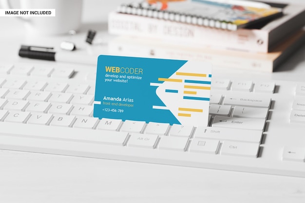 Business card on keyboard mockup