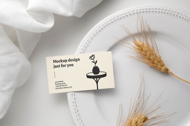 Business card mock-up with beige tones and earthy vibes