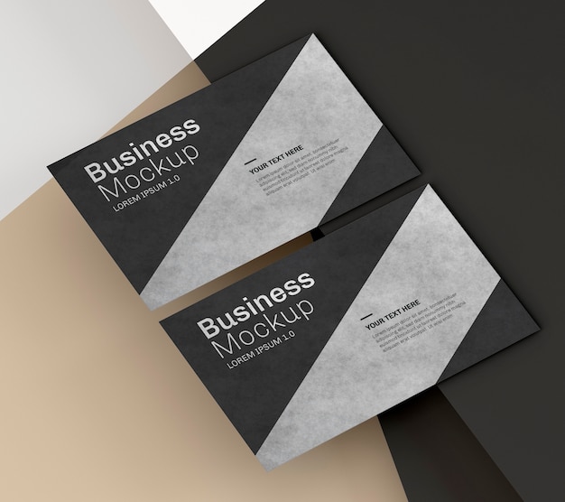 PSD business card mock-up with black and silver design