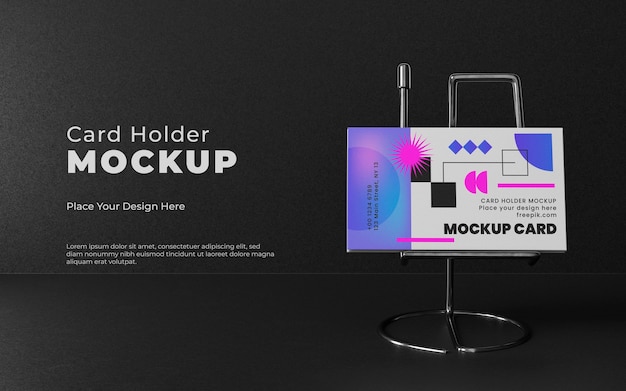 business card mock-up with metal holder