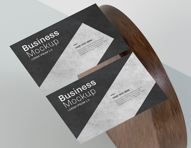 PSD business card mock-up and wooden shape