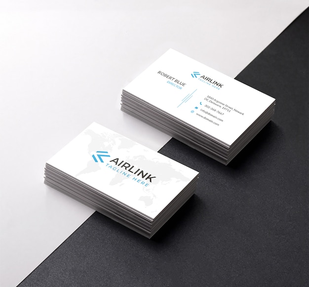 Business card mockup on black and white background