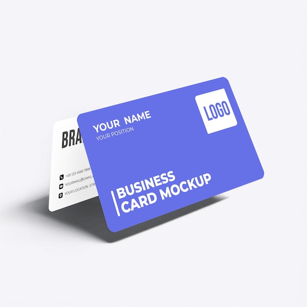 Business Card Mockup - Blue and White Design