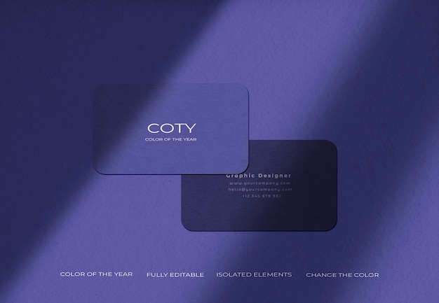 Business card mockup in the color of the year 2022