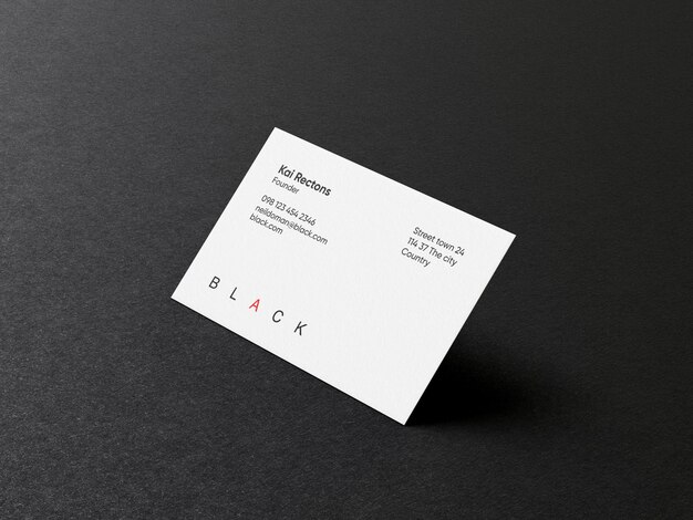 Business card mockup on dark background