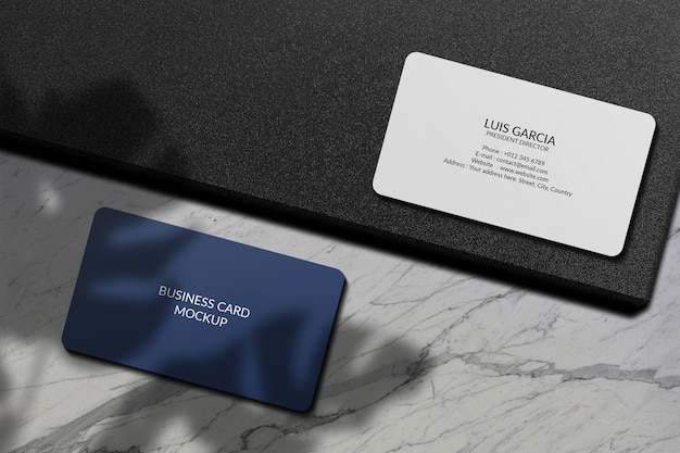 Business card mockup design with shadow overlay