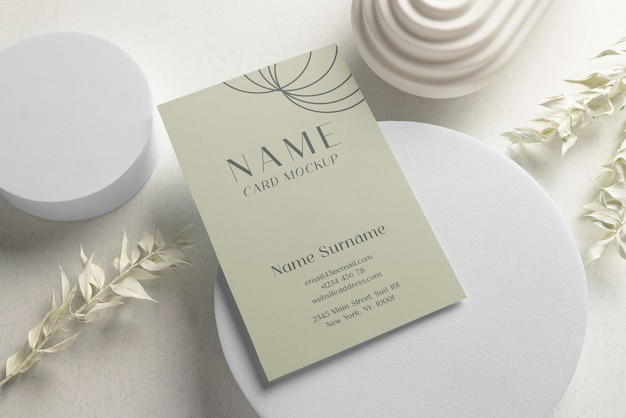 PSD business card mockup design with white elements