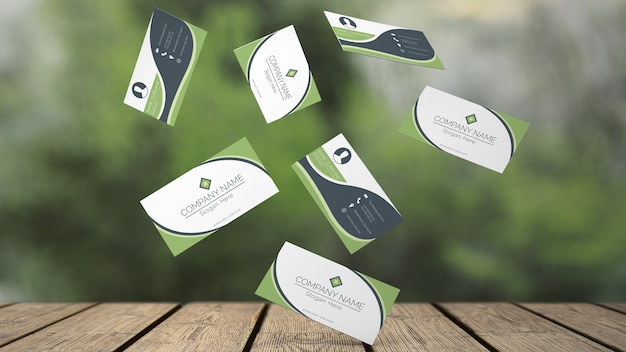 PSD business card mockup in eco style