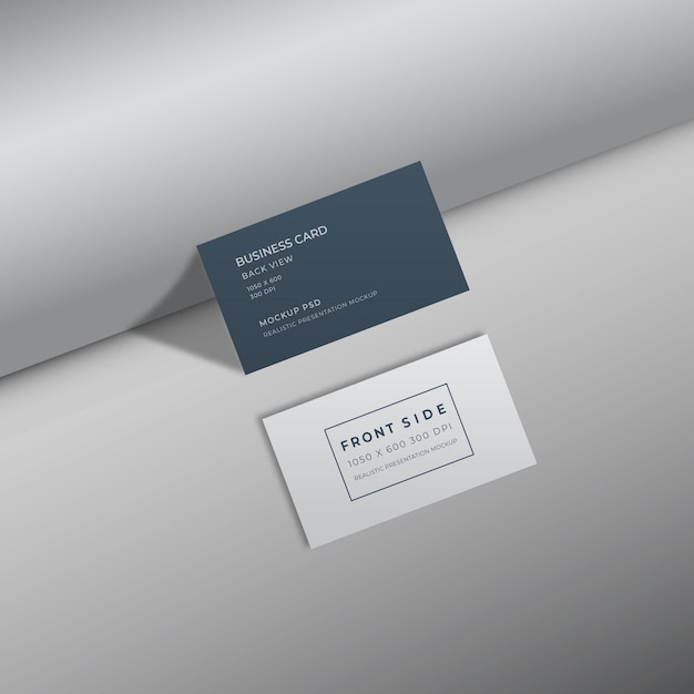 Business card mockup between fold