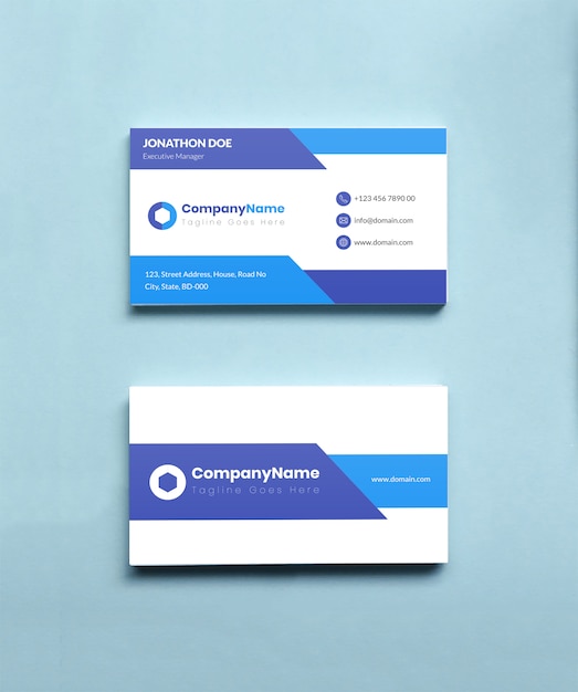 Business card mockup from top view