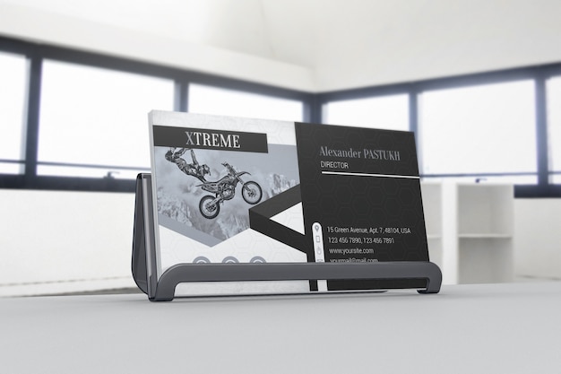 Business card mockup in modern room